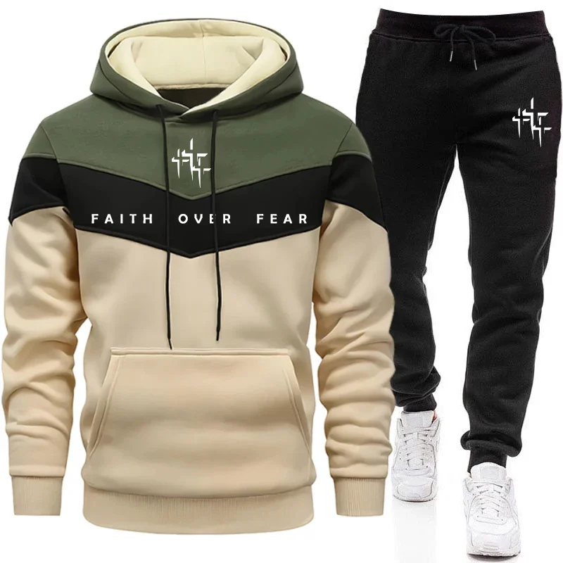 Men'S Winter Fashion - Faith Over Fear Setelan Olahraga Pria,