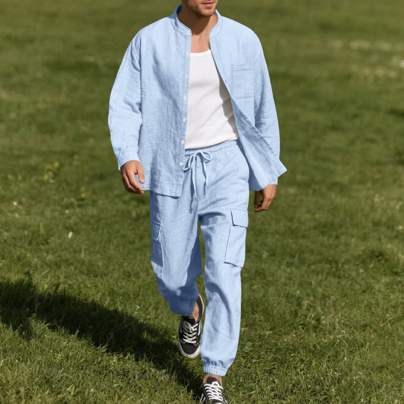 Linen Shirt Summer - Setelan Linen Pria Dua Potong yang