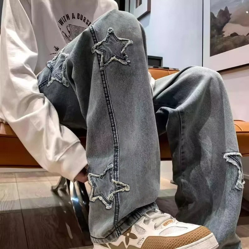 Men'S Fashion Nova Jeans - Jeans Longgar Fashion Bordir Bintang Pria