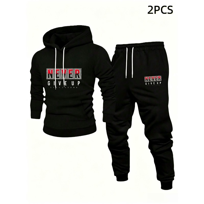 Men'S Winter Fashion - NEVER GIVE UP Setelan Pakaian Pria