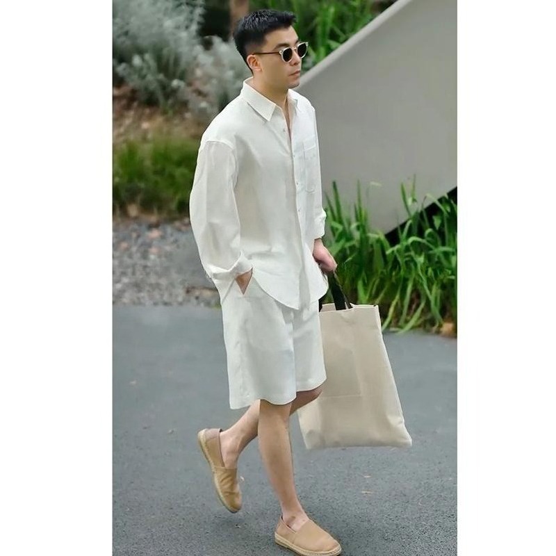 Linen Shirt Summer - Set Kasual Musim Panas Kemeja dan