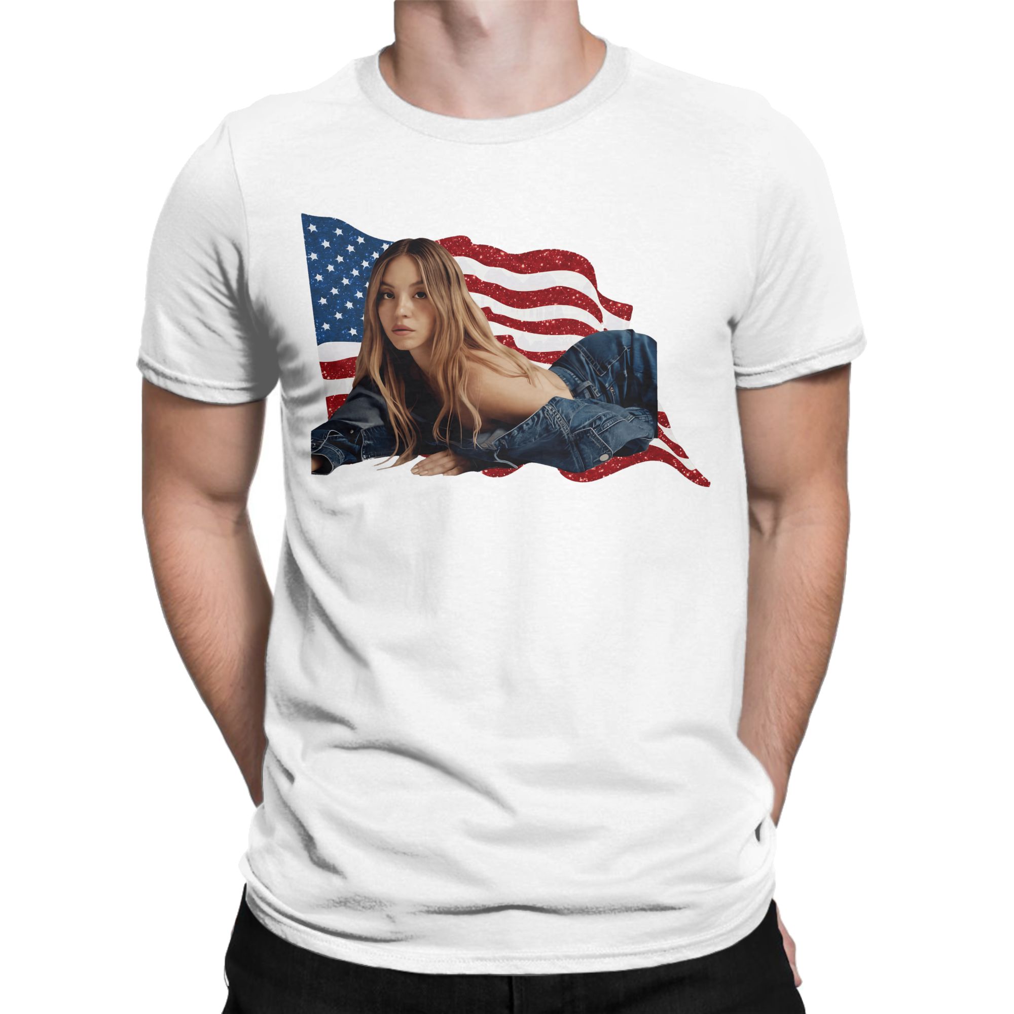 Men'S Fashion Sydney - Kaos Katun Sydney Sweeney Kaos Klasik
