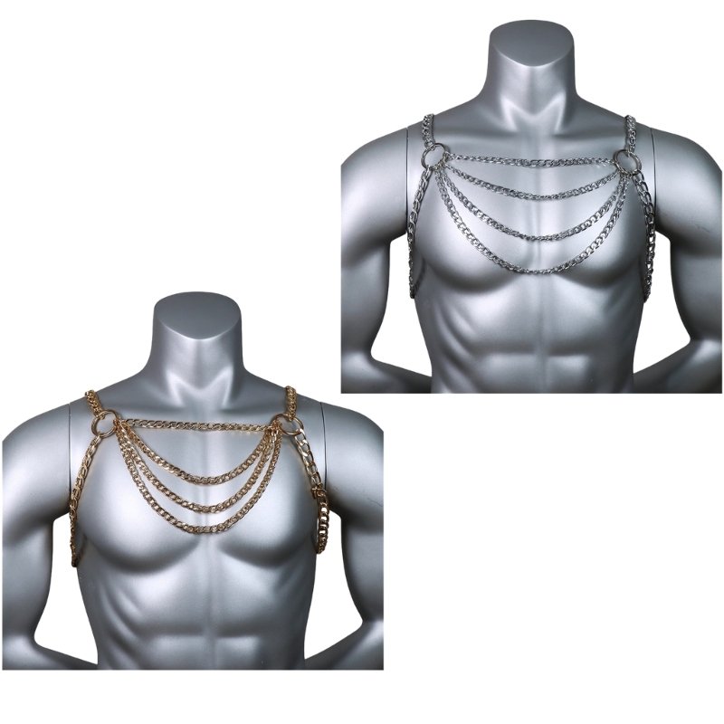 Fashion Harness Men - Perhiasan Rantai Dada Tubuh Logam Seksi