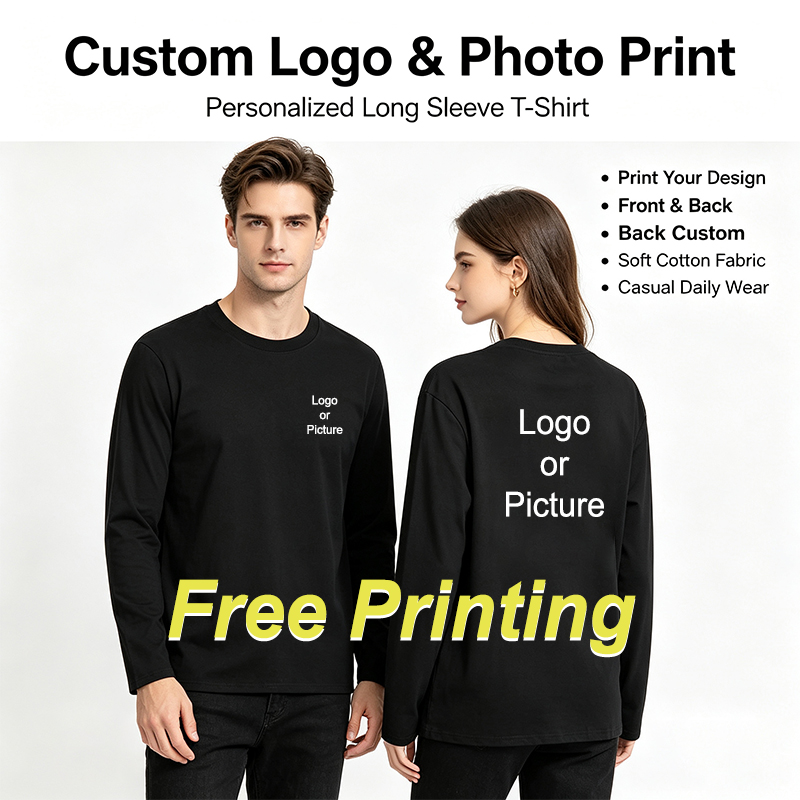 Men'S Fashion 2025 - Kaus Lengan Panjang Katun Kustom Kaus