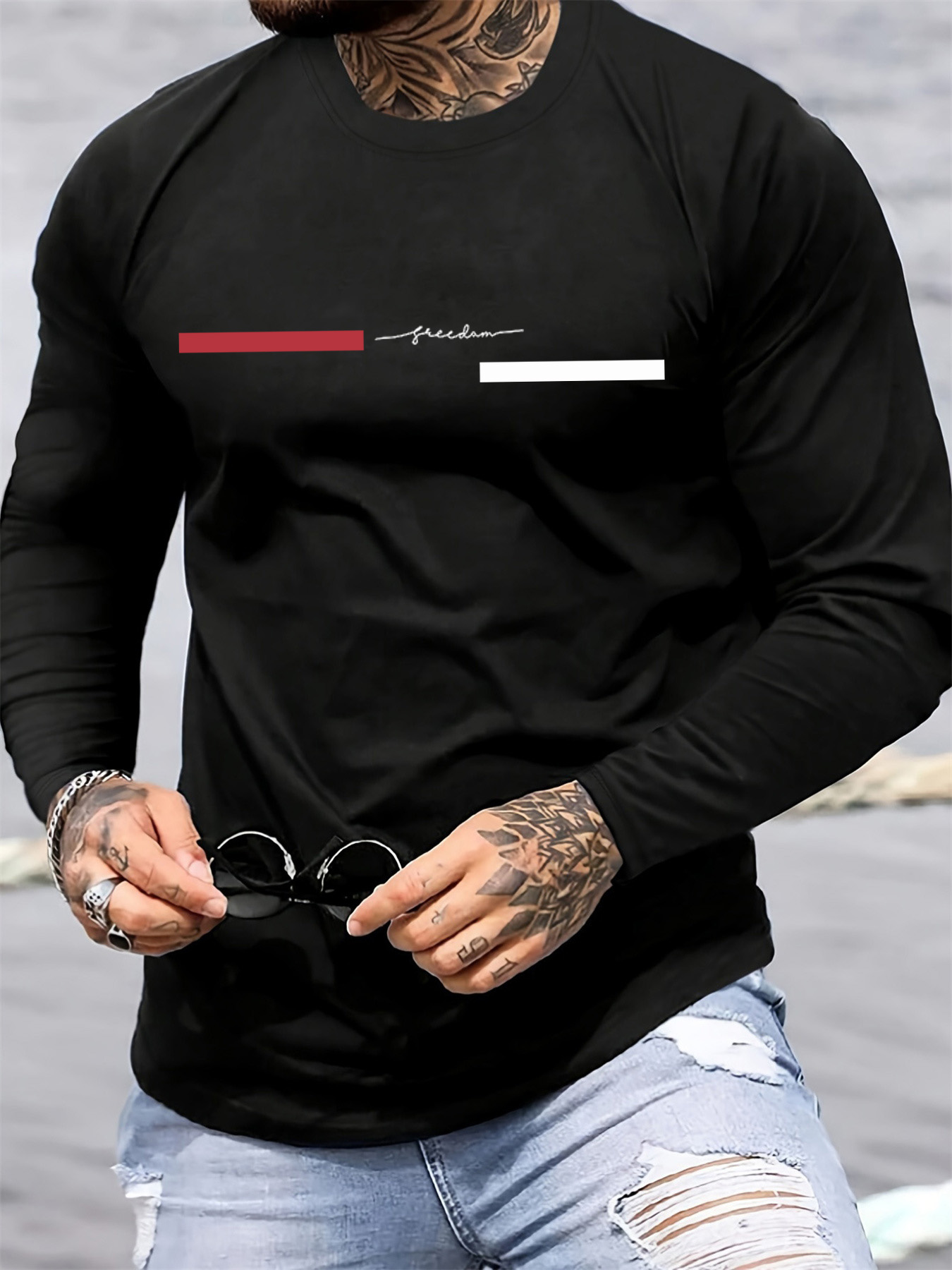 Kaos pria lengan panjang 100%  - Men'S Fashion 2025 ulasan dan harga