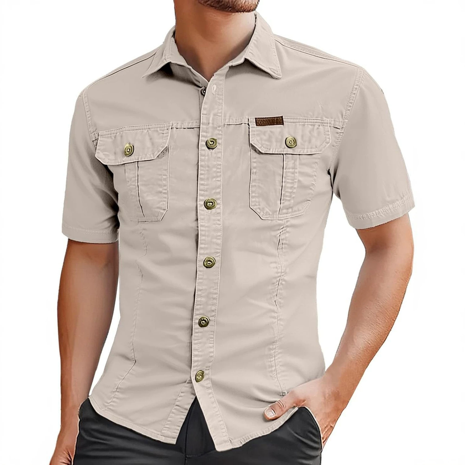 Kaos Pria Lengan Pendek Kasual - Military Shirt Men ulasan dan harga