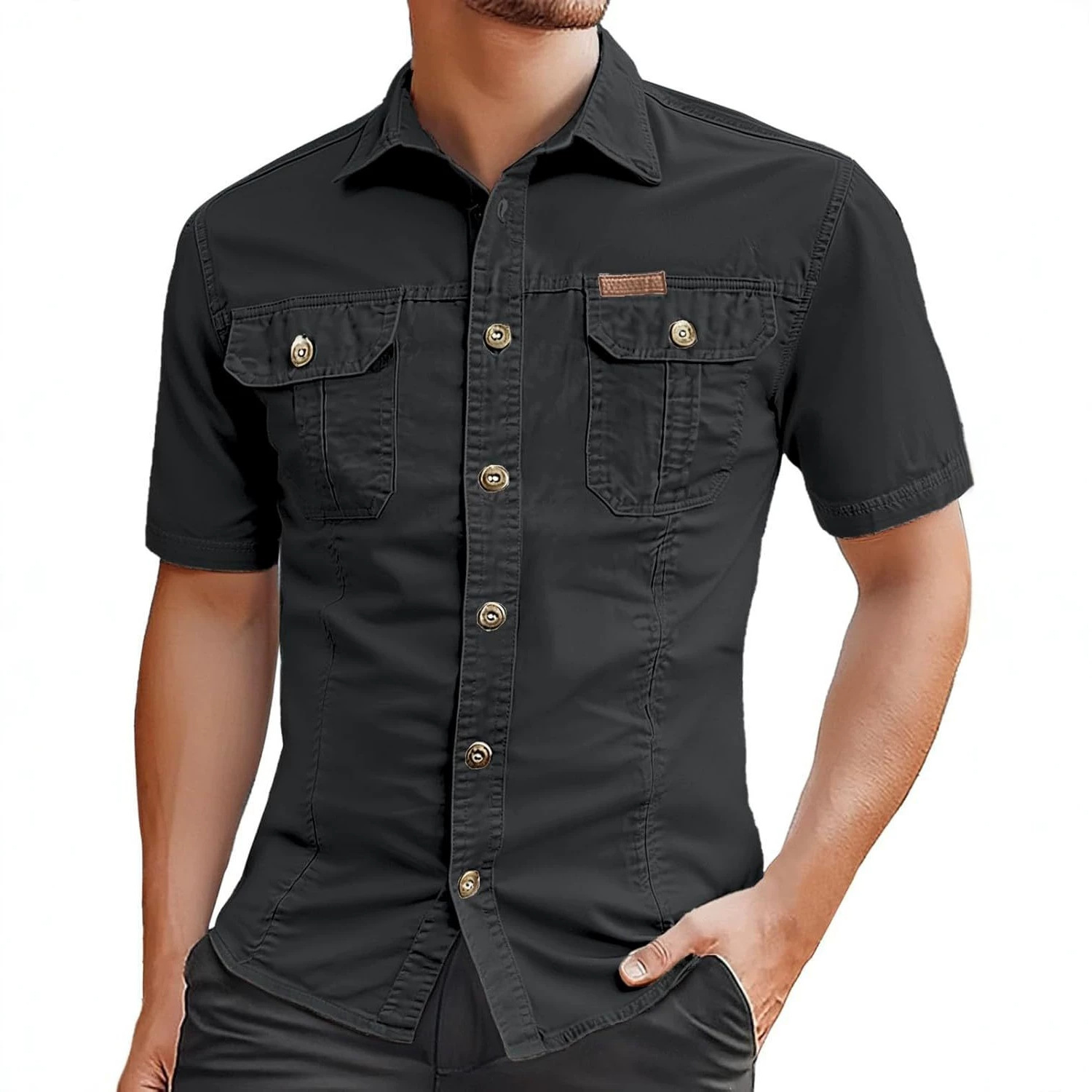 Kaos Pria Lengan Pendek Kasual - Military Shirt Men ulasan dan harga