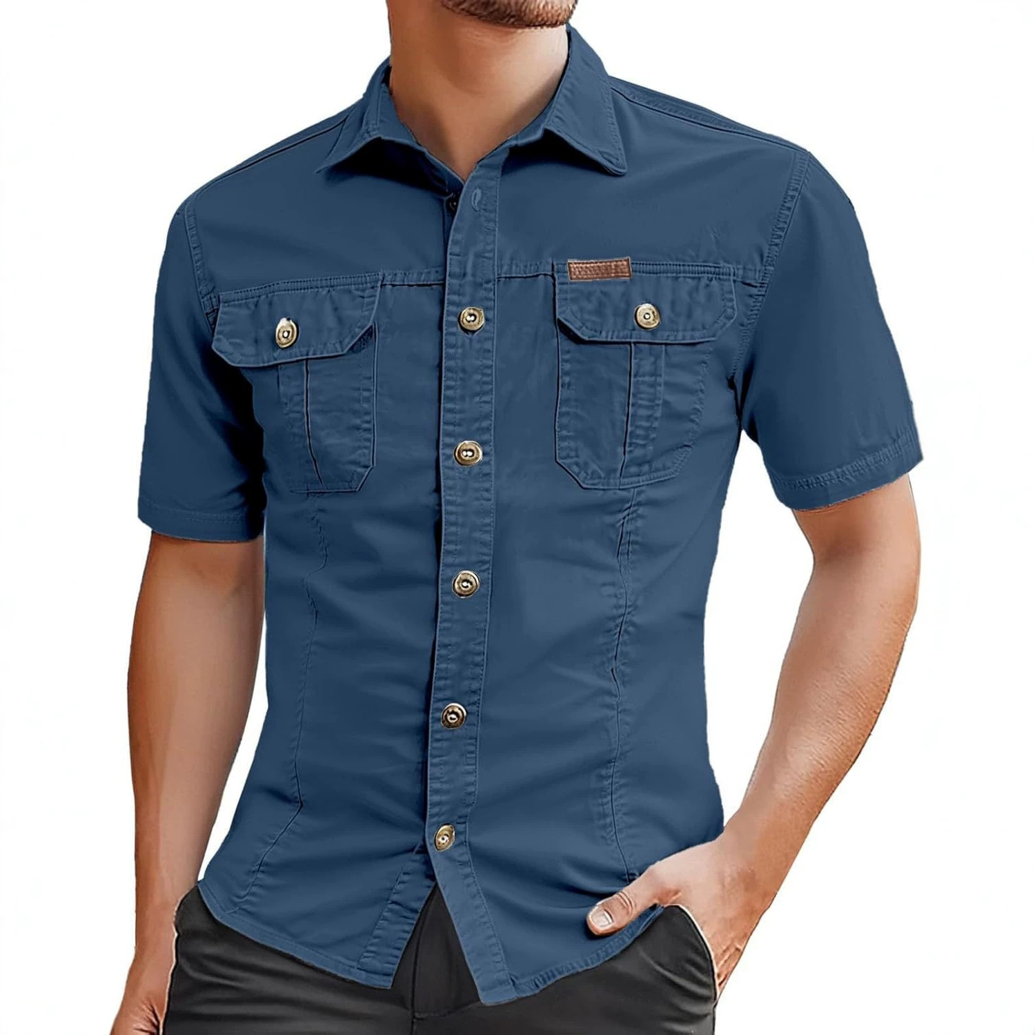 Kaos Pria Lengan Pendek Kasual - Military Shirt Men ulasan dan harga