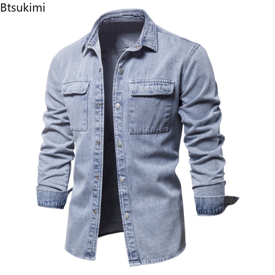 Jaket Denim Slim Pria Musim Se - Jeans Shirt Fashion For Men ulasan dan harga