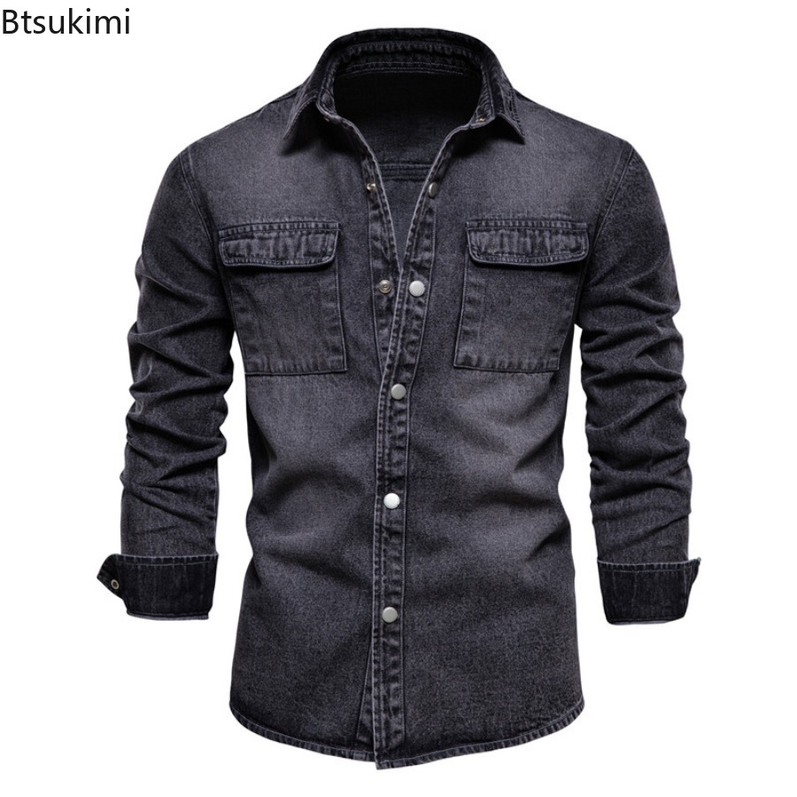 Jaket Denim Slim Pria Musim Se - Jeans Shirt Fashion For Men ulasan dan harga