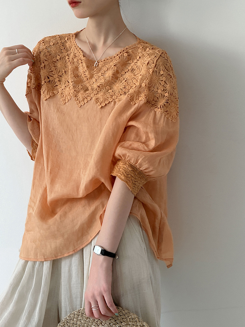 Blus Linen 100% Musim Panas Wa - Linen Shirt Summer ulasan dan harga