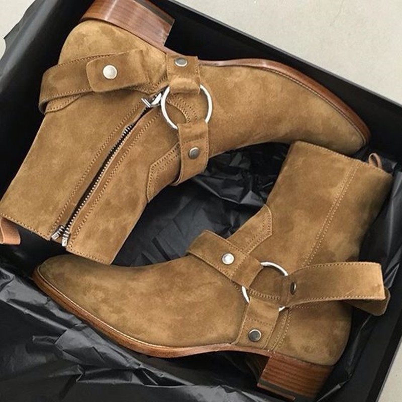 Sepatu bot kulit Suede warna c - Fashion Harness Men ulasan dan harga