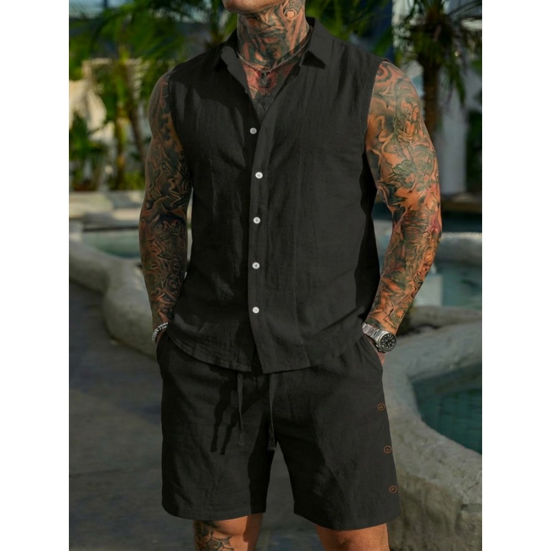 Setelan Linen 2 Potong Pria Ta - Linen Shirt Summer ulasan dan harga
