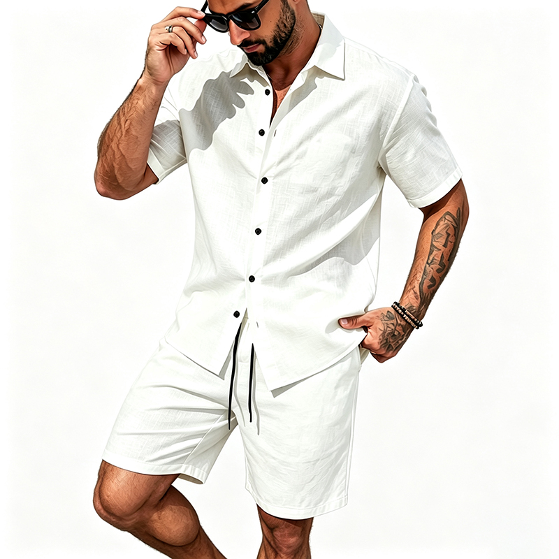 Pakaian Linen Pria Dua Potong  - Linen Shirt Summer ulasan dan harga