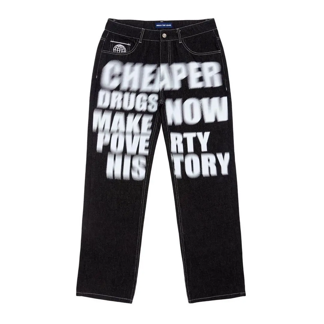 Celana Hitam Motif Huruf Blur  - Men'S Fashion Nova Jeans ulasan dan harga