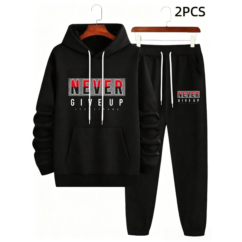 NEVER GIVE UP Setelan Pakaian  - Men'S Winter Fashion ulasan dan harga
