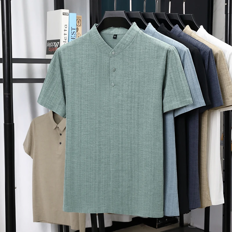 Kemeja Pria Kerah Mandarin Set - Linen Shirt Summer ulasan dan harga