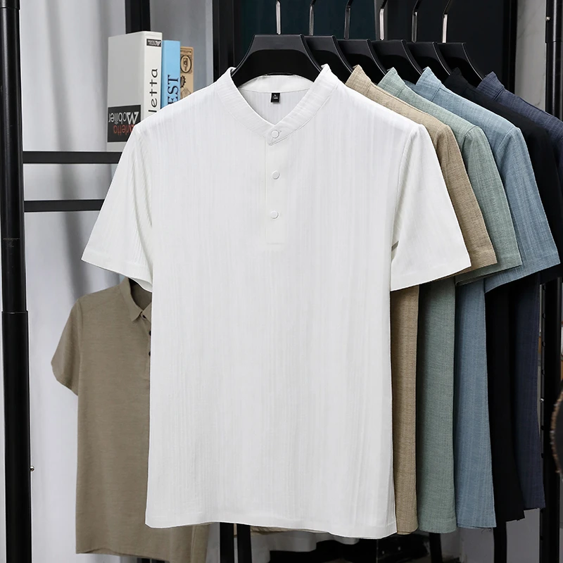 Kemeja Pria Kerah Mandarin Set - Linen Shirt Summer ulasan dan harga