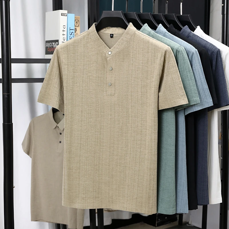 Kemeja Pria Kerah Mandarin Set - Linen Shirt Summer ulasan dan harga