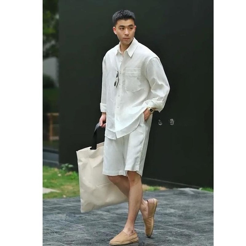 Set Kasual Musim Panas Kemeja  - Linen Shirt Summer ulasan dan harga