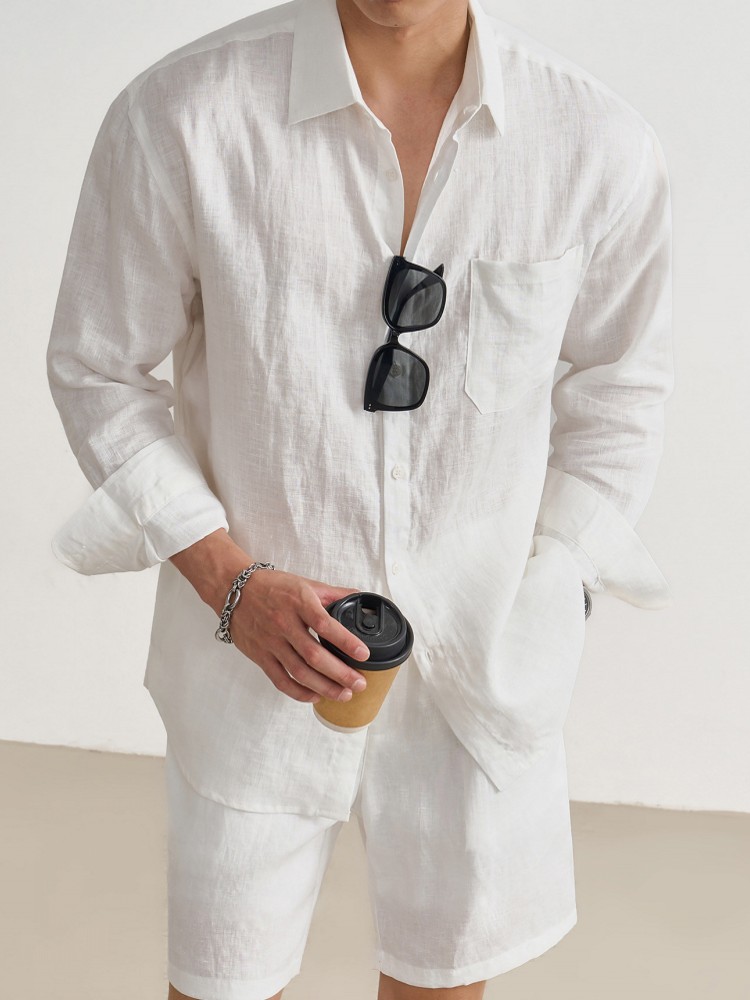 Setelan Pria Musim Panas 100%  - Linen Shirt Summer ulasan dan harga