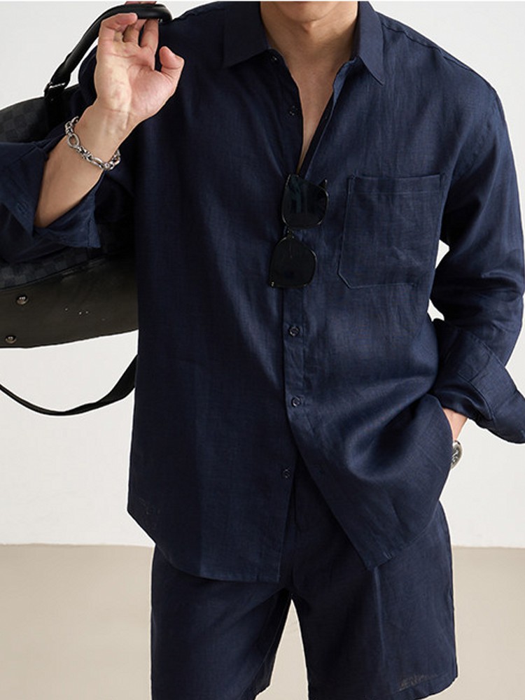 Setelan Pria Musim Panas 100%  - Linen Shirt Summer ulasan dan harga