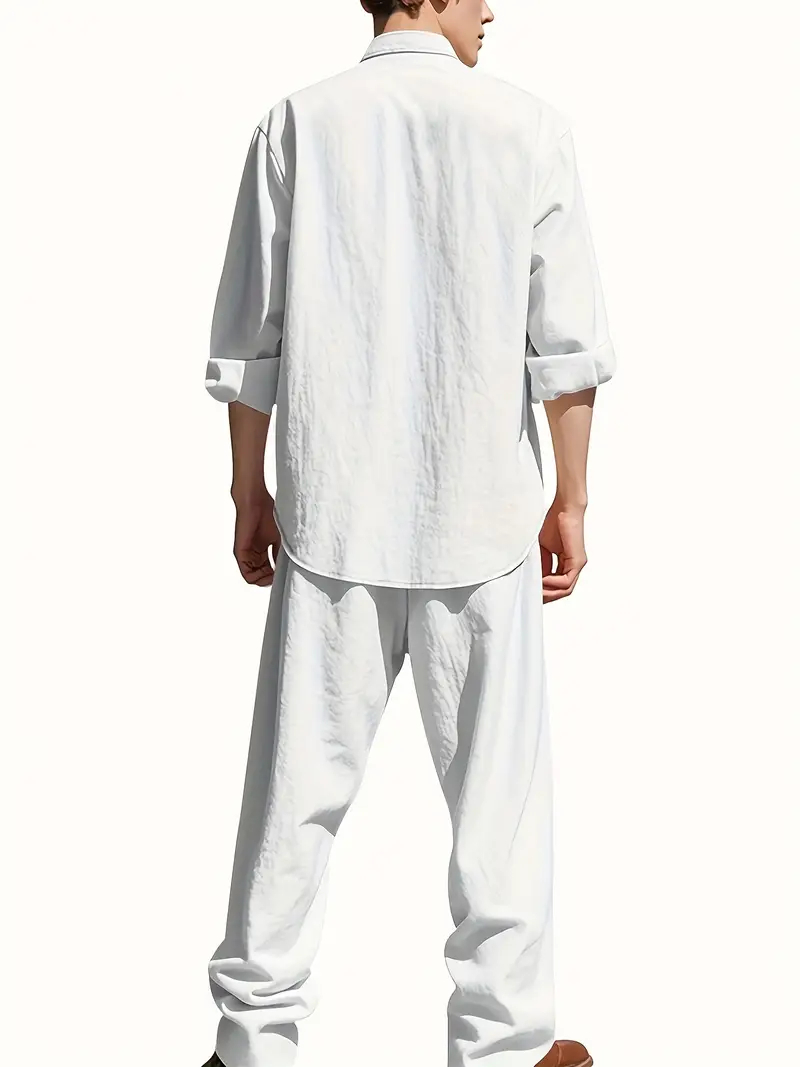 Setelan Jas Linen Putih Pria,  - Linen Shirt Summer ulasan dan harga
