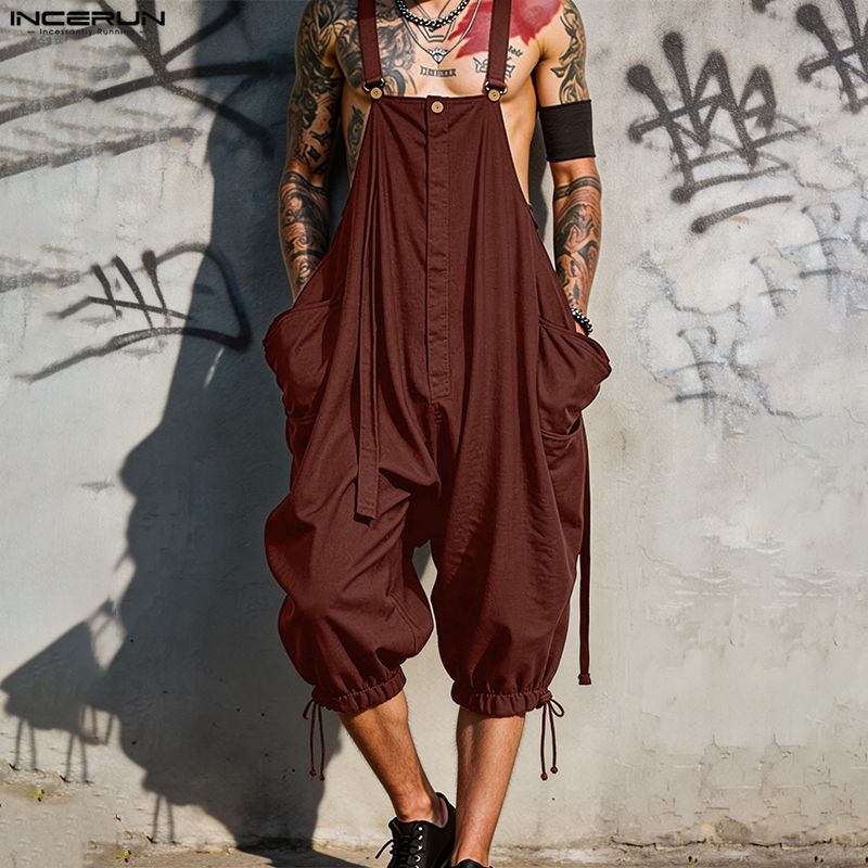 INCERUN Jumpsuit Pria Overall  - Fashion Harness Men ulasan dan harga