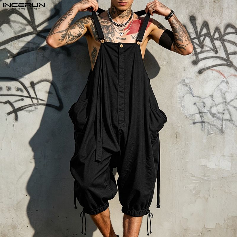 INCERUN Jumpsuit Pria Overall  - Fashion Harness Men ulasan dan harga