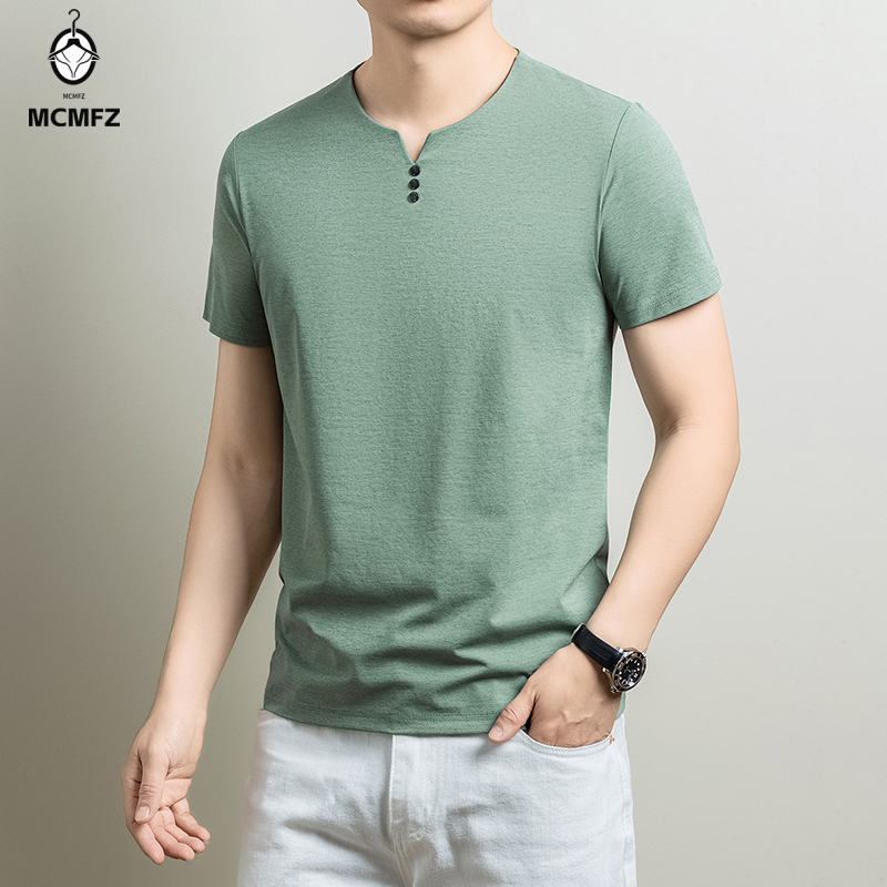 Kaos Henley Pria Basic Bahan K - Men'S Fashion 2025 ulasan dan harga