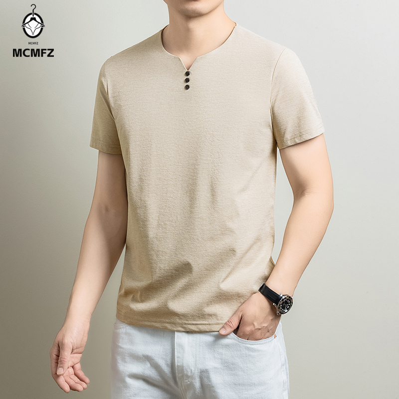 Kaos Henley Pria Basic Bahan K - Men'S Fashion 2025 ulasan dan harga