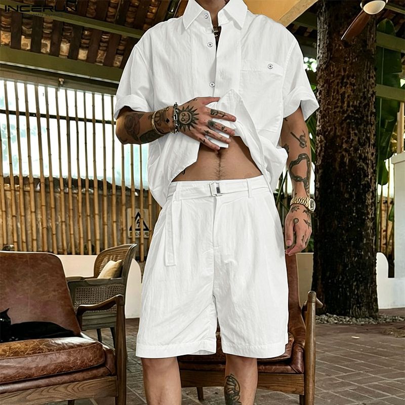 INCERUN Set Pria Kemeja Lengan - Track Suit Men ulasan dan harga