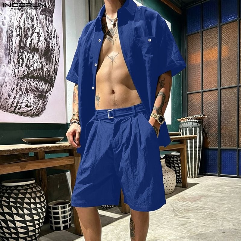 INCERUN Set Pria Kemeja Lengan - Track Suit Men ulasan dan harga