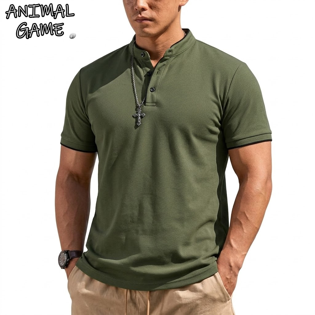 Kaos Henley Lengan Pendek Musi - Men'S Fashion 2025 ulasan dan harga