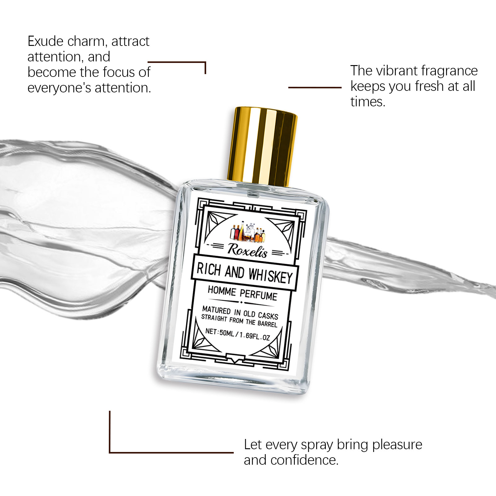 Roxelis 50ml Charm Whisky Parf - Men'S Fashion Perfume ulasan dan harga