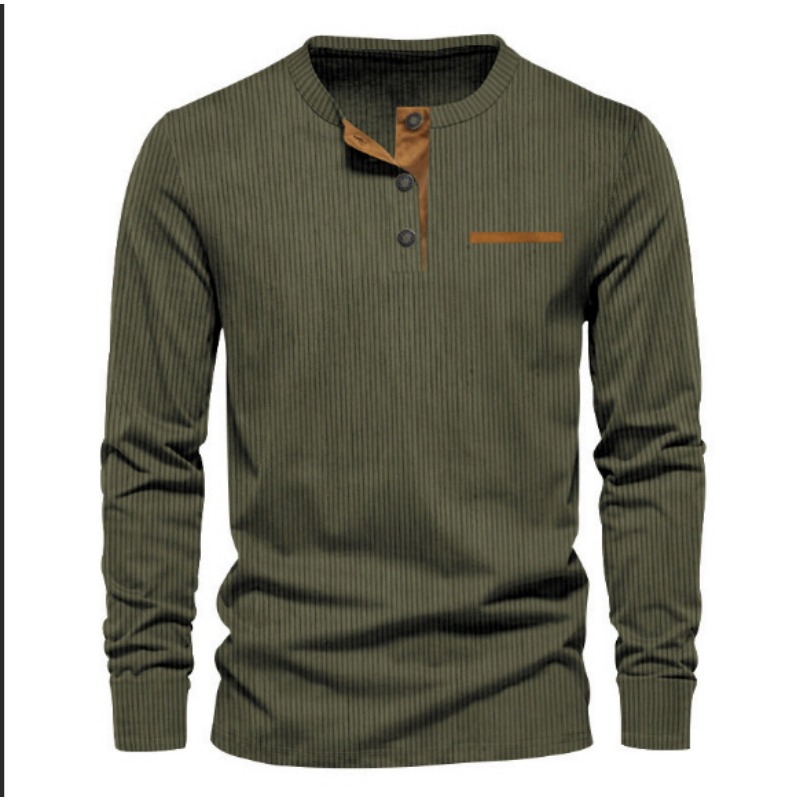 Kaos Henley Lengan Panjang Pri - Men'S Fashion 2025 ulasan dan harga