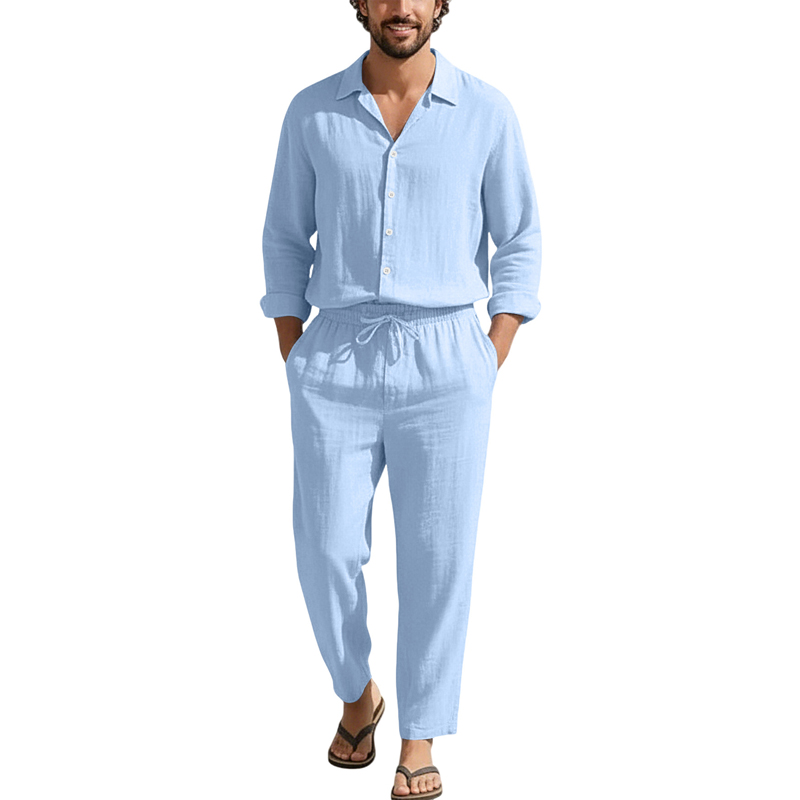 Set Kasual Linen Musim Semi Mu - Linen Shirt Summer ulasan dan harga