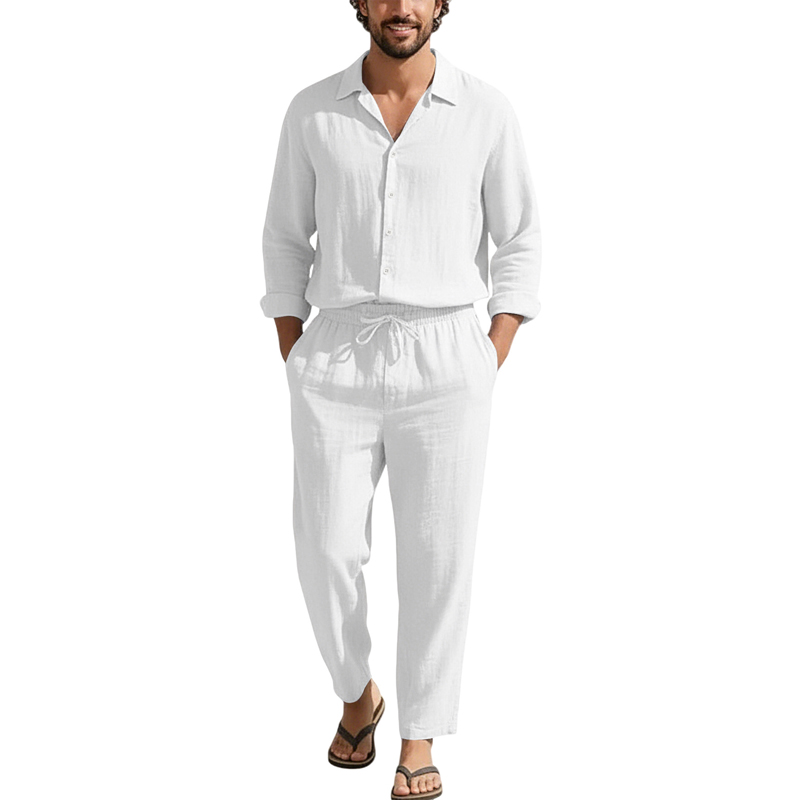Set Kasual Linen Musim Semi Mu - Linen Shirt Summer ulasan dan harga