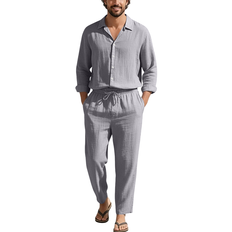 Set Kasual Linen Musim Semi Mu - Linen Shirt Summer ulasan dan harga