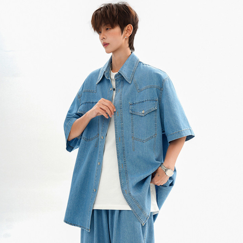 WTHT Fashion Kemeja Denim Long - Jeans Shirt Fashion For Men ulasan dan harga