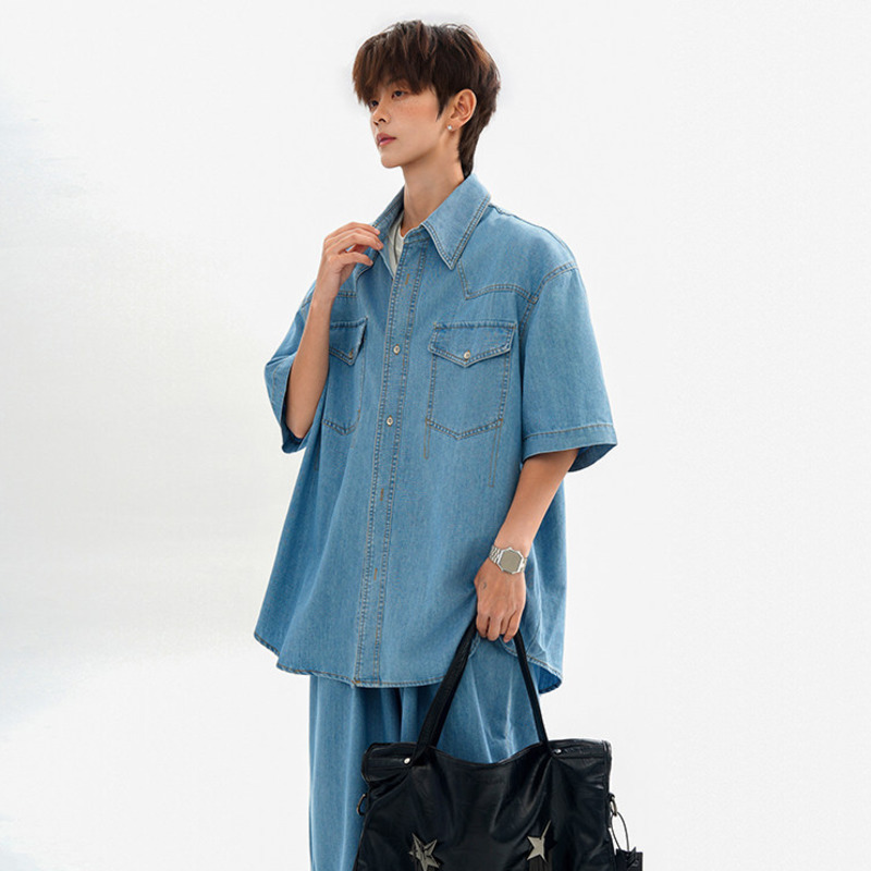 WTHT Fashion Kemeja Denim Long - Jeans Shirt Fashion For Men ulasan dan harga