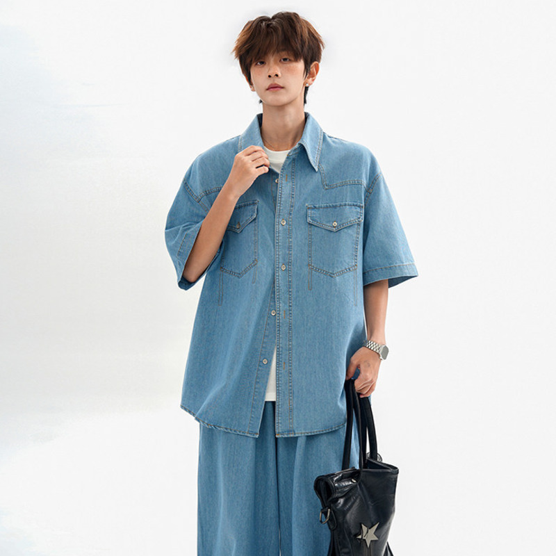 WTHT Fashion Kemeja Denim Long - Jeans Shirt Fashion For Men ulasan dan harga